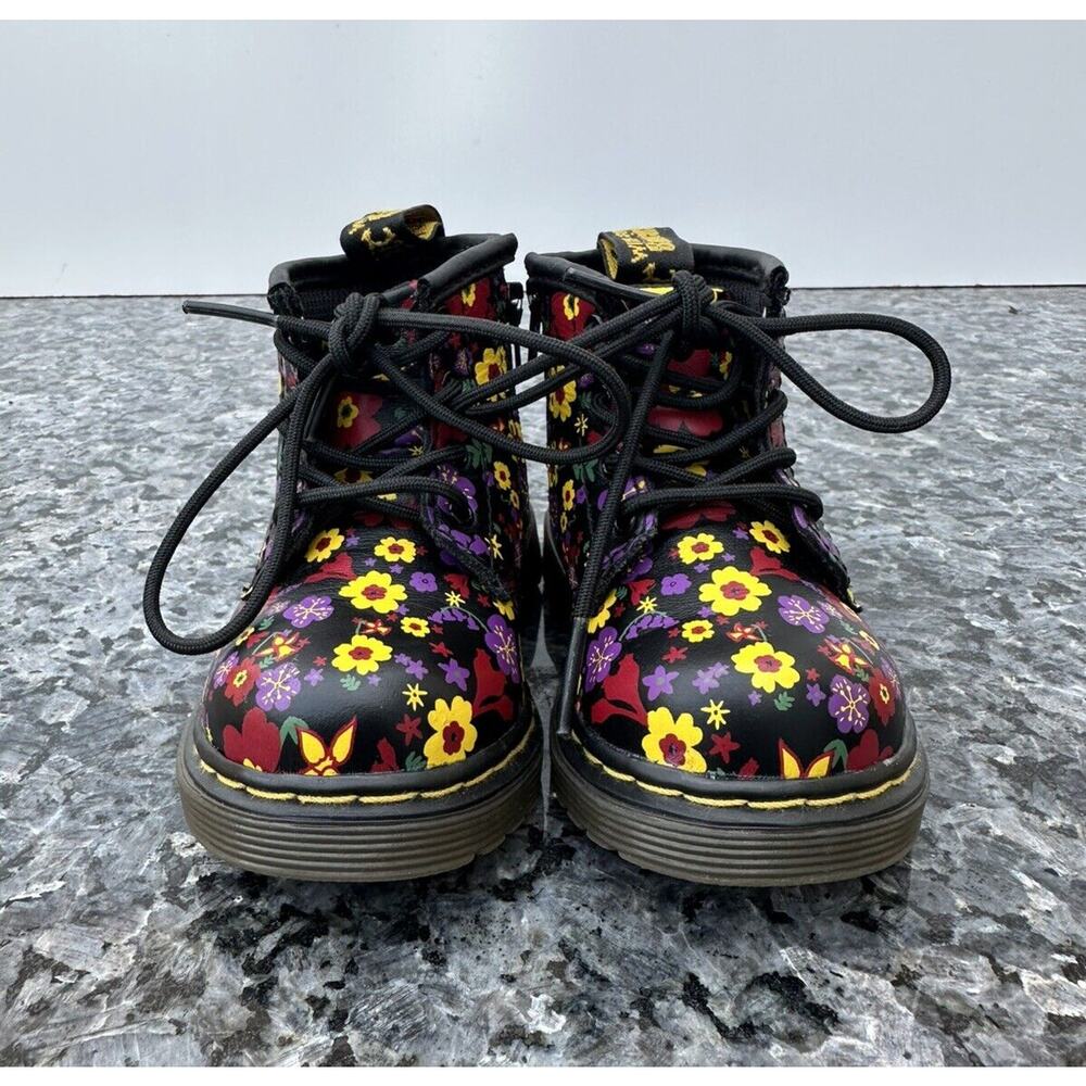 Dr Martens Toddler Girls Size 4 Brooklee B Floral Lace Up Side Zip Boots - Picture 4 of 8